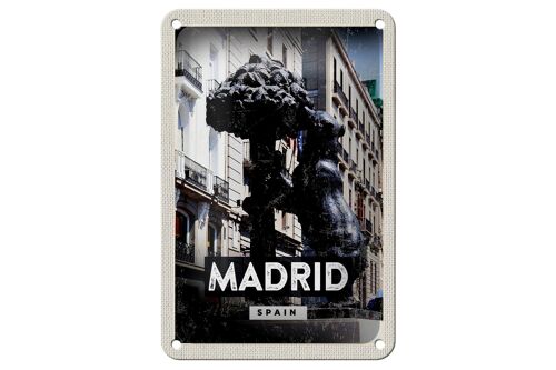 Blechschild Reise 12x18cm Madrid Spain Statue des Bären Dekoration
