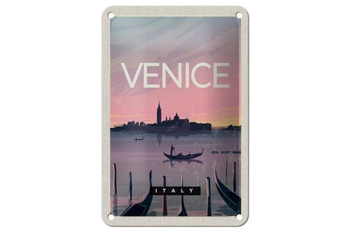 Blechschild Reise 12x18cm Venice Italy Boot malerisches Bild Schild