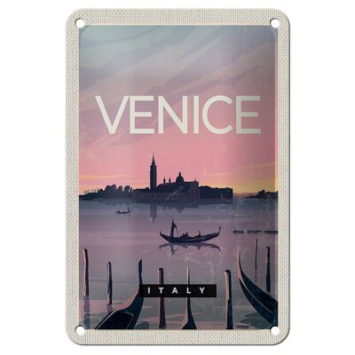 Targa in metallo da viaggio 12x18 cm Venezia Italia Barca Pittoresca immagine