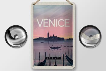 Panneau de voyage en étain, 12x18cm, venise, italie, bateau, photo pittoresque 2