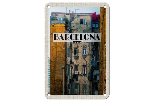 Blechschild Reise 12x18cm Barcelona Spain alte Häuser Dekoration