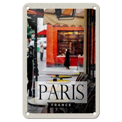 Targa in metallo da viaggio 12x18 cm Parigi Francia destinazione di viaggio City Café Sign