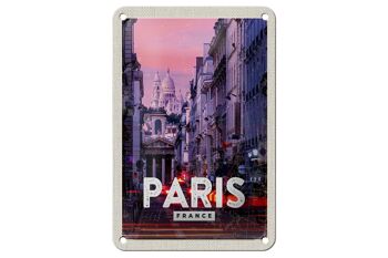 Panneau de voyage en étain 12x18cm, décoration de coucher de soleil panoramique de Paris 1