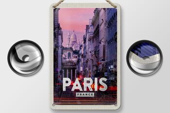 Panneau de voyage en étain 12x18cm, décoration de coucher de soleil panoramique de Paris 2