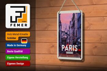 Panneau de voyage en étain 12x18cm, décoration de coucher de soleil panoramique de Paris 3