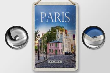 Panneau de voyage en étain, 12x18cm, Paris, France, Architecture, signe de vacances 2