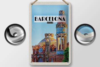 Panneau en étain voyage 12x18cm, décoration de style mosaïque de destination de voyage de barcelone 2