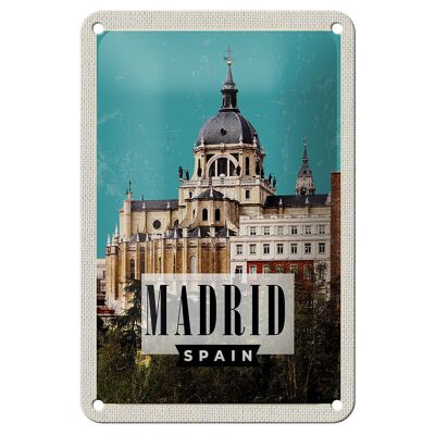 Signe de voyage en étain, 12x18cm, Madrid, espagne, Destination de vacances, cadeau