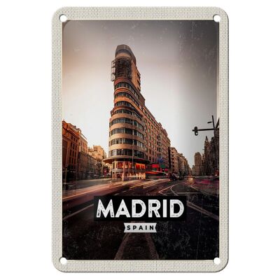 Blechschild Reise 12x18cm Madrid Die Calle Gran Vía Shopping Schild
