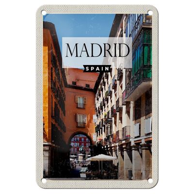 Blechschild Reise 12x18cm Madrid Spain Mittelalter Architektur Schild