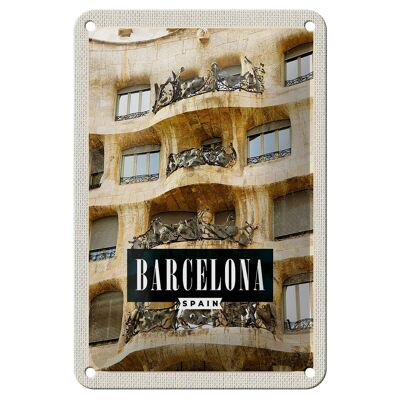 Targa in metallo da viaggio 12x18 cm Barcelona Spain Architecture Holiday Sign