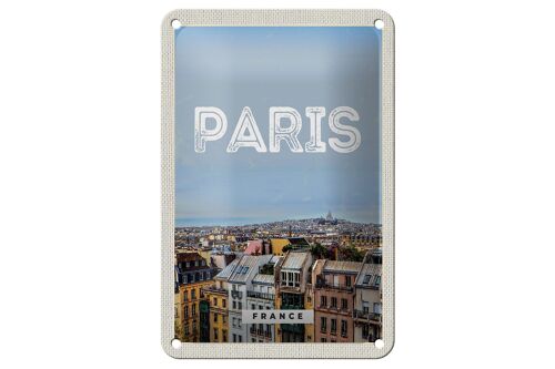 Blechschild Reise 12x18cm Paris Panorama Blick Stadt Dekoration