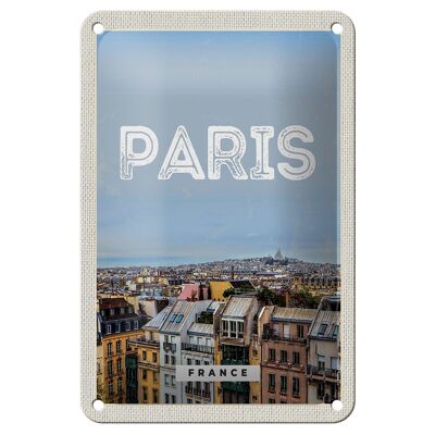 Blechschild Reise 12x18cm Paris Panorama Blick Stadt Dekoration