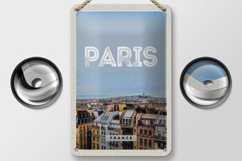 Panneau en étain voyage 12x18cm, vue panoramique de Paris, décoration de la ville 2