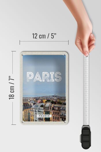 Panneau en étain voyage 12x18cm, vue panoramique de Paris, décoration de la ville 5