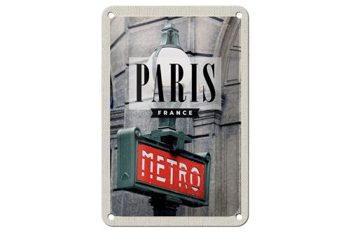 Blechschild Reise 12x18cm Paris France Metro Reiseziel Dekoration