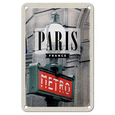 Blechschild Reise 12x18cm Paris France Metro Reiseziel Dekoration