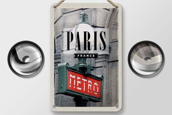 Signe en étain voyage 12x18cm, décoration de Destination de voyage métro Paris France 2
