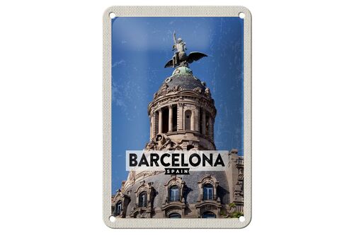 Blechschild Reise 12x18cm Barcelona Architektur Retro Geschenk Schild
