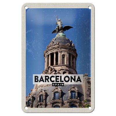 Targa in metallo da viaggio 12x18 cm Targa regalo retrò con architettura Barcellona