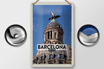 Panneau de voyage en étain, 12x18cm, Architecture de barcelone, signe cadeau rétro 2