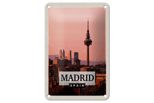 Blechschild Reise 12x18cm Madrid Spanien Retro Architektur Schild