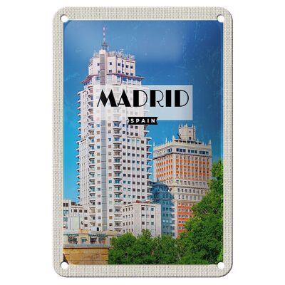 Blechschild Reise 12x18cm Madrid Spanien Hochhaus Architektur Schild