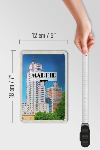 Panneau de voyage en étain, 12x18cm, Madrid, espagne, panneau d'architecture de grande hauteur 5