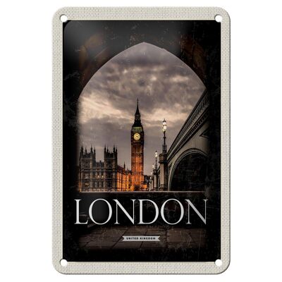 Targa in metallo da viaggio 12x18 cm Londra, Regno Unito, decorazione retrò della notte del Big Ben