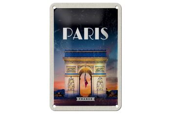Panneau de voyage en étain 12x18cm, panneau rétro Paris France Arc de Triomphe 1