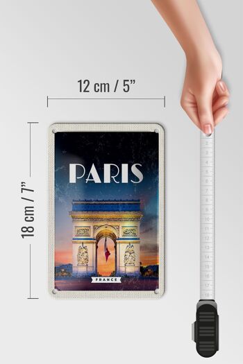 Panneau de voyage en étain 12x18cm, panneau rétro Paris France Arc de Triomphe 5