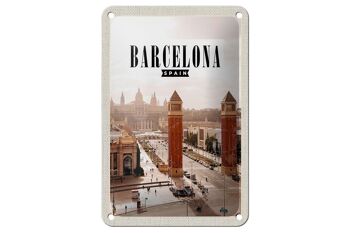 Signe en étain voyage 12x18cm, décoration panoramique de barcelone espagne 1