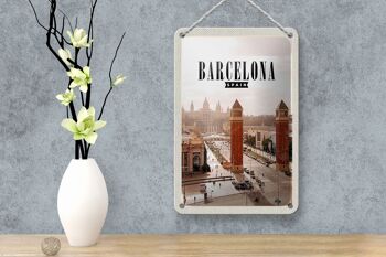Signe en étain voyage 12x18cm, décoration panoramique de barcelone espagne 4
