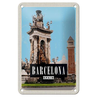 Metal sign travel 12x18cm Barcelona Spain architecture picture sign