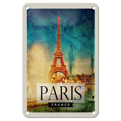 Cartel de chapa de viaje, 12x18cm, París, Francia, Torre Eiffel, cartel artístico