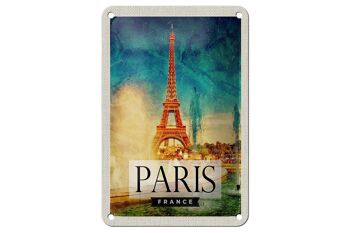 Panneau de voyage en étain, 12x18cm, Paris, France, tour Eiffel, signe artistique 1