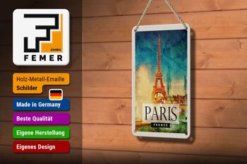Panneau de voyage en étain, 12x18cm, Paris, France, tour Eiffel, signe artistique 3