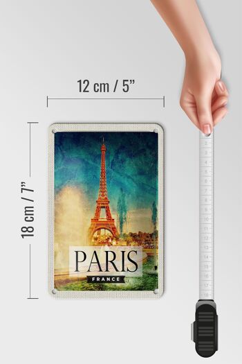 Panneau de voyage en étain, 12x18cm, Paris, France, tour Eiffel, signe artistique 5