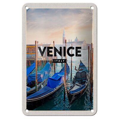 Cartel de chapa de viaje, 12x18cm, Venecia, barcos de Venecia, cartel de regalo de mar