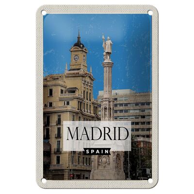 Metal sign travel 12x18cm Madrid Spain panorama decoration