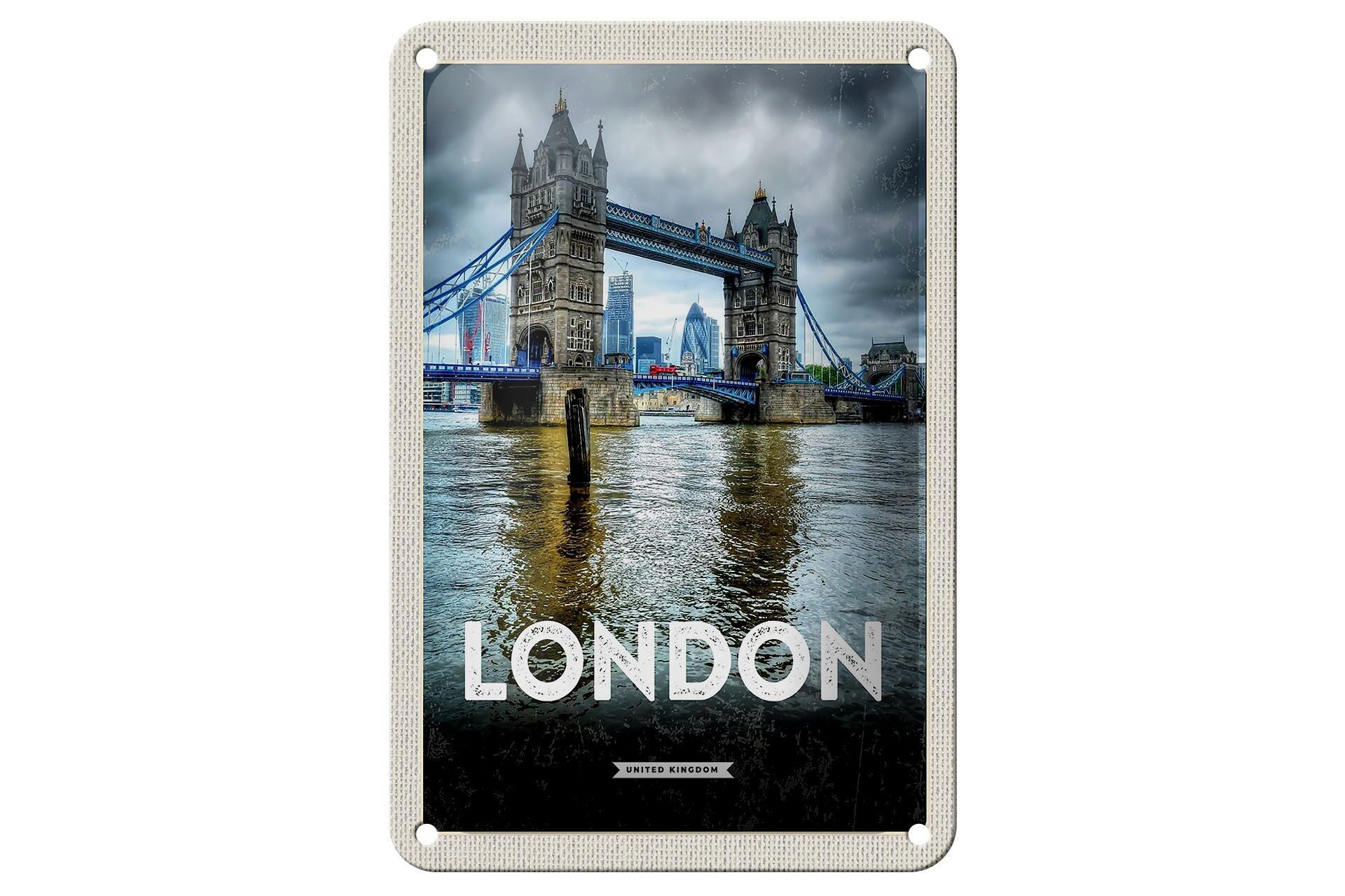 Targa in metallo da viaggio 12x18 cm Londra Inghilterra destinazione di viaggio Bridge Sign