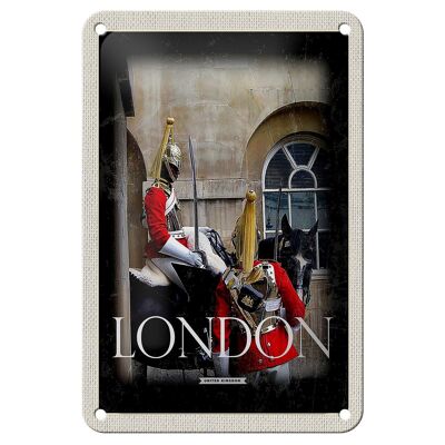 Cartel de chapa de viaje, decoración de caballo soldado de Londres, Inglaterra, 12x18cm