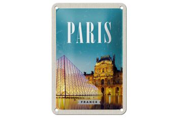 Panneau de voyage en étain, 12x18cm, panneau d'architecture nocturne de Paris France 1