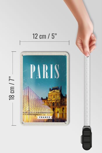 Panneau de voyage en étain, 12x18cm, panneau d'architecture nocturne de Paris France 5