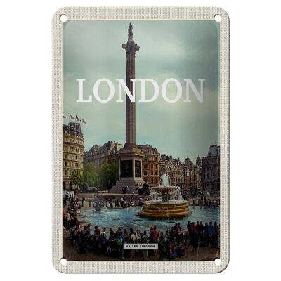 Blechschild Reise 12x18cm London England Brunnen Schild