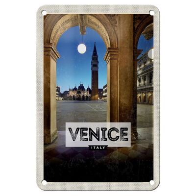 Cartel de chapa de viaje, 12x18cm, Venecia, Italia, arquitectura nocturna