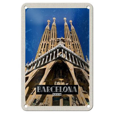 Cartel de chapa de viaje, 12x18cm, Barcelona, ​​España, destino de viaje, señal de viaje