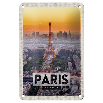 Signe en étain voyage 12x18cm, décoration tour Eiffel Paris France