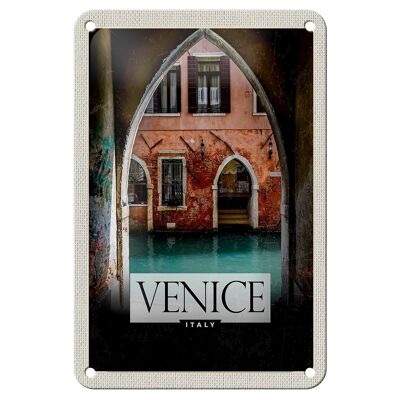 Targa in metallo da viaggio 12x18 cm Decorazione panorama sul fiume Venezia Italia