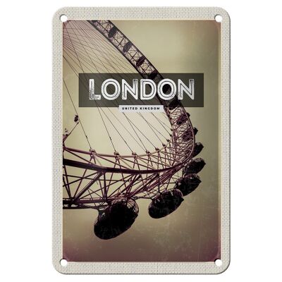 Cartel de chapa de viaje, 12x18cm, Londres, Inglaterra, London Eye, cartel de viaje